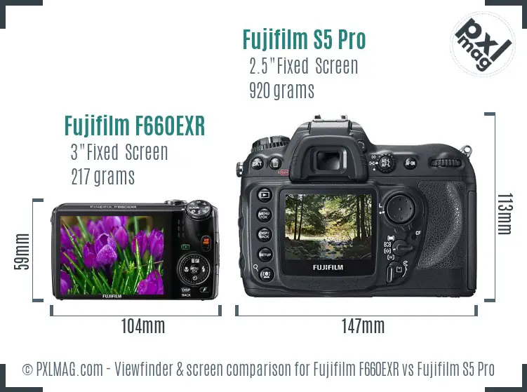 Fujifilm F660EXR vs Fujifilm S5 Pro Screen and Viewfinder comparison