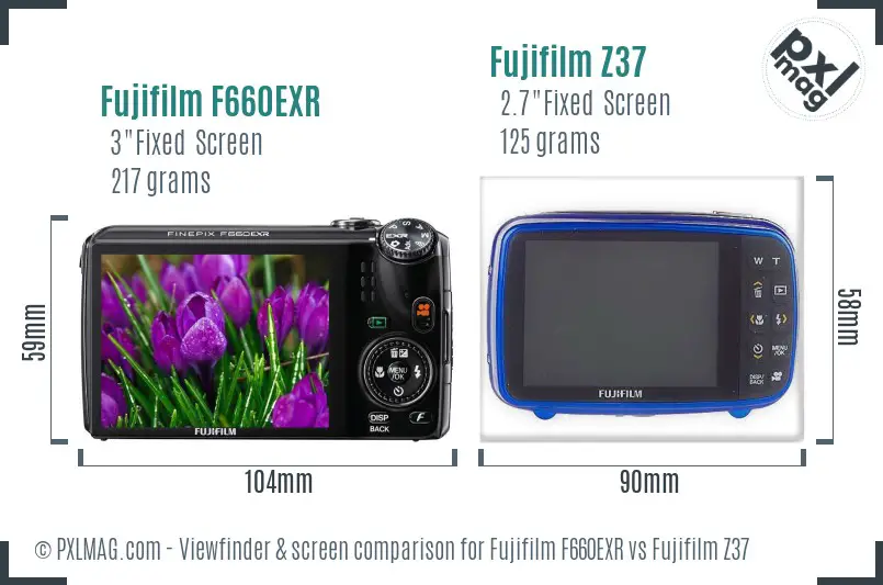 Fujifilm F660EXR vs Fujifilm Z37 Screen and Viewfinder comparison
