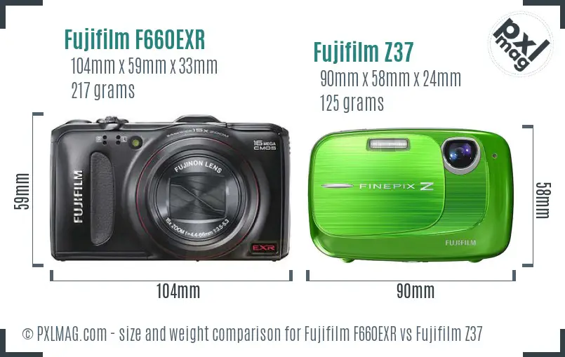 Fujifilm F660EXR vs Fujifilm Z37 size comparison