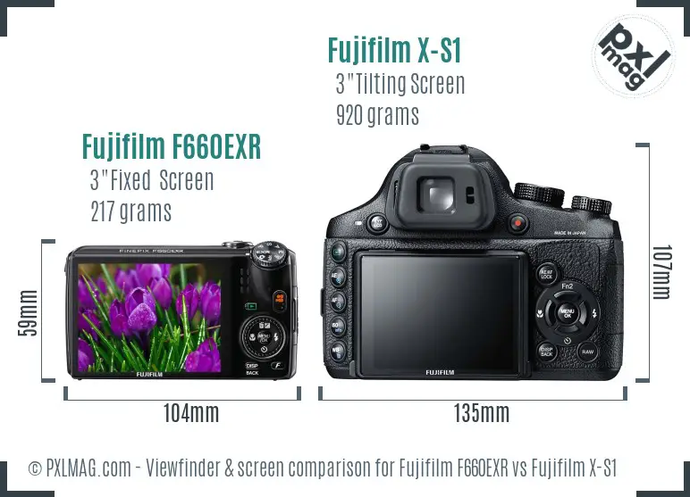 Fujifilm F660EXR vs Fujifilm X-S1 Screen and Viewfinder comparison Fujifilm F660EXR vs Fujifilm X-S1 Screen and Viewfinder comparison