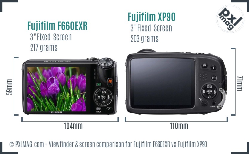 Fujifilm F660EXR vs Fujifilm XP90 Screen and Viewfinder comparison