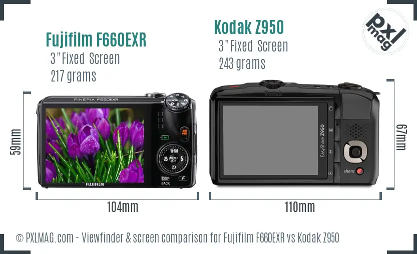 Fujifilm F660EXR vs Kodak Z950 Screen and Viewfinder comparison Fujifilm F660EXR vs Kodak Z950 Screen and Viewfinder comparison