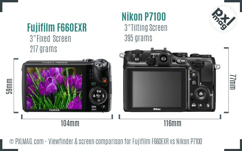 Fujifilm F660EXR vs Nikon P7100 Screen and Viewfinder comparison