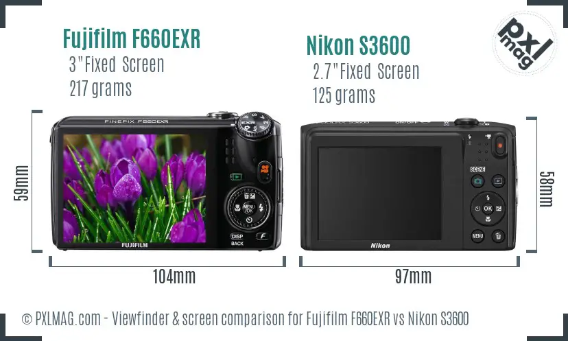 Fujifilm F660EXR vs Nikon S3600 Screen and Viewfinder comparison Fujifilm F660EXR vs Nikon S3600 Screen and Viewfinder comparison
