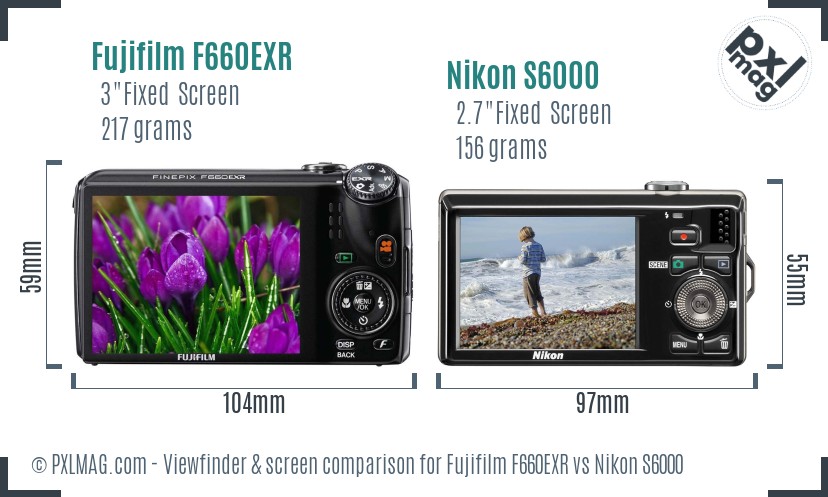 Fujifilm F660EXR vs Nikon S6000 Screen and Viewfinder comparison