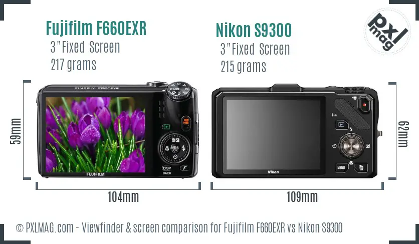 Fujifilm F660EXR vs Nikon S9300 Screen and Viewfinder comparison