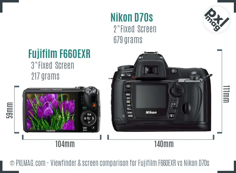 Fujifilm F660EXR vs Nikon D70s Screen and Viewfinder comparison