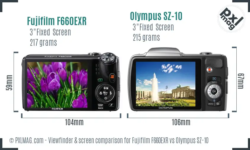 Fujifilm F660EXR vs Olympus SZ-10 Screen and Viewfinder comparison Fujifilm F660EXR vs Olympus SZ-10 Screen and Viewfinder comparison