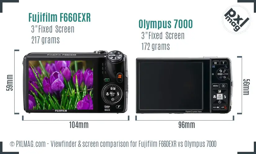 Fujifilm F660EXR vs Olympus 7000 Screen and Viewfinder comparison Fujifilm F660EXR vs Olympus 7000 Screen and Viewfinder comparison