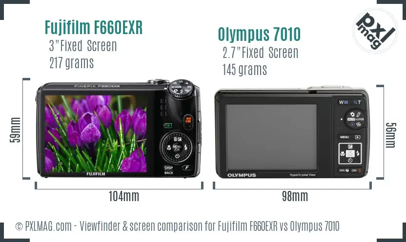 Fujifilm F660EXR vs Olympus 7010 Screen and Viewfinder comparison Fujifilm F660EXR vs Olympus 7010 Screen and Viewfinder comparison