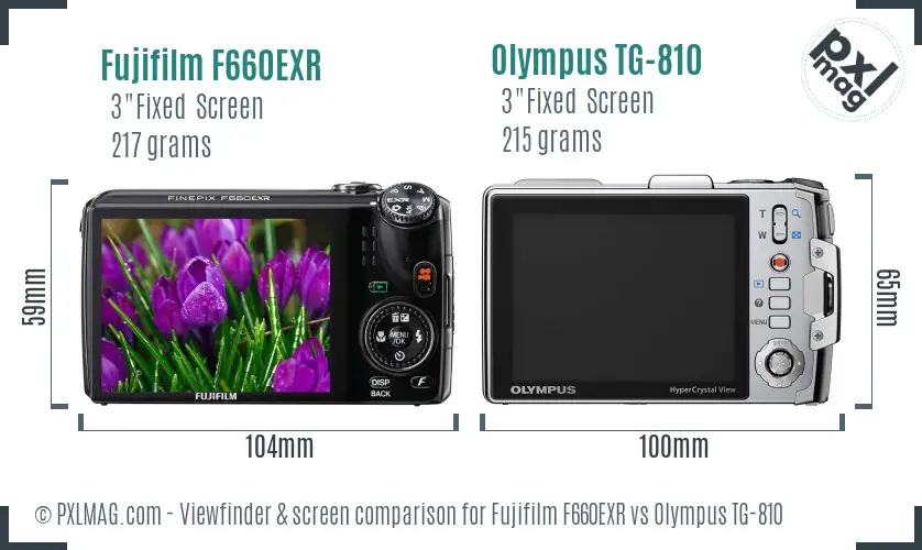 Fujifilm F660EXR vs Olympus TG-810 Screen and Viewfinder comparison