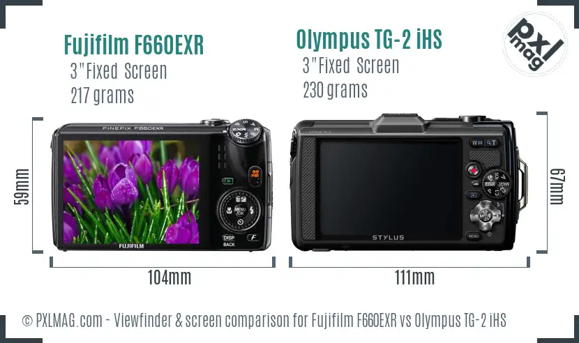 Fujifilm F660EXR vs Olympus TG-2 iHS Screen and Viewfinder comparison