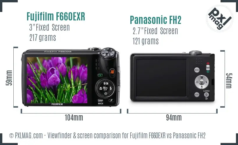 Fujifilm F660EXR vs Panasonic FH2 Screen and Viewfinder comparison Fujifilm F660EXR vs Panasonic FH2 Screen and Viewfinder comparison