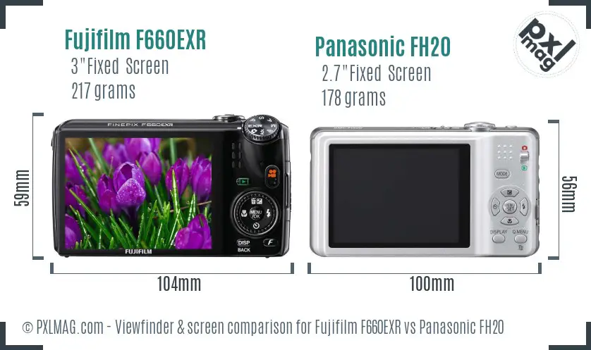 Fujifilm F660EXR vs Panasonic FH20 Screen and Viewfinder comparison Fujifilm F660EXR vs Panasonic FH20 Screen and Viewfinder comparison