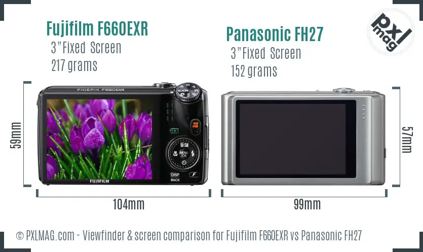 Fujifilm F660EXR vs Panasonic FH27 Screen and Viewfinder comparison