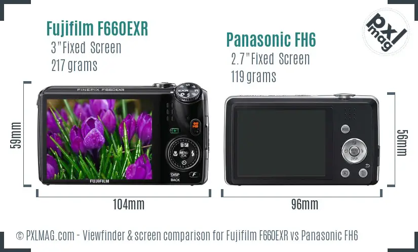 Fujifilm F660EXR vs Panasonic FH6 Screen and Viewfinder comparison