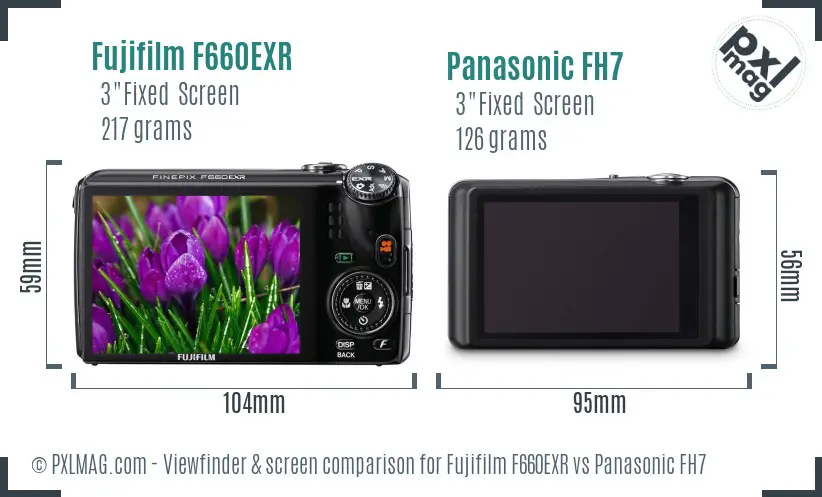 Fujifilm F660EXR vs Panasonic FH7 Screen and Viewfinder comparison