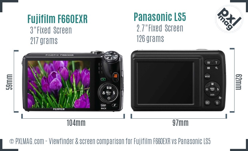 Fujifilm F660EXR vs Panasonic LS5 Screen and Viewfinder comparison