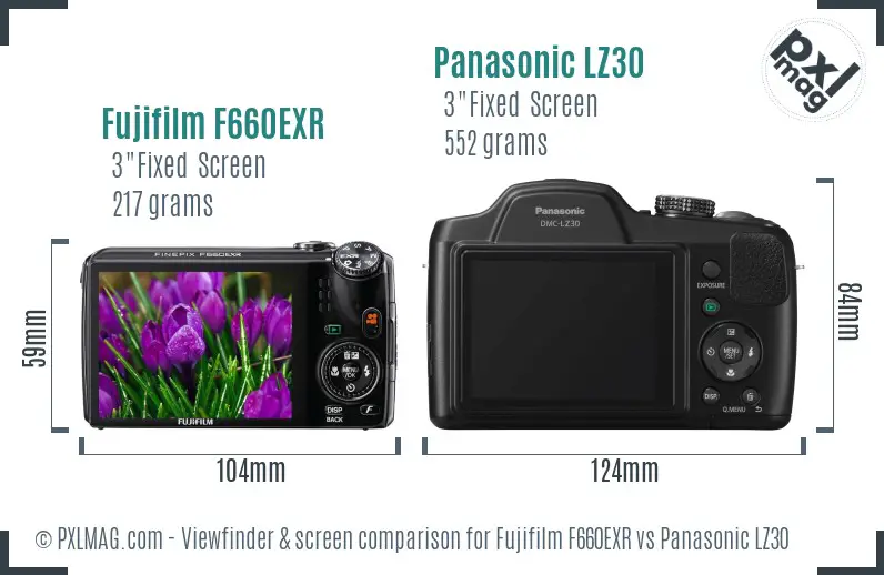 Fujifilm F660EXR vs Panasonic LZ30 Screen and Viewfinder comparison Fujifilm F660EXR vs Panasonic LZ30 Screen and Viewfinder comparison
