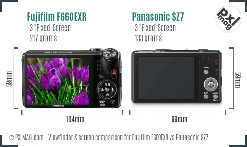 Fujifilm F660EXR vs Panasonic SZ7 Screen and Viewfinder comparison Fujifilm F660EXR vs Panasonic SZ7 Screen and Viewfinder comparison