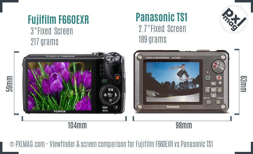 Fujifilm F660EXR vs Panasonic TS1 Screen and Viewfinder comparison