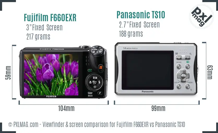Fujifilm F660EXR vs Panasonic TS10 Screen and Viewfinder comparison Fujifilm F660EXR vs Panasonic TS10 Screen and Viewfinder comparison