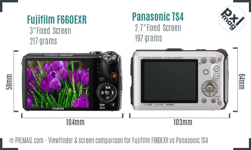 Fujifilm F660EXR vs Panasonic TS4 Screen and Viewfinder comparison Fujifilm F660EXR vs Panasonic TS4 Screen and Viewfinder comparison