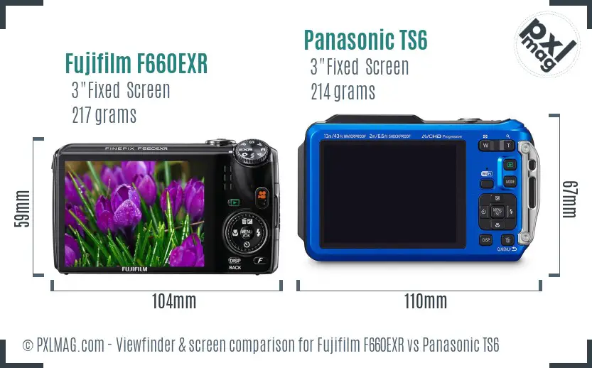 Fujifilm F660EXR vs Panasonic TS6 Screen and Viewfinder comparison