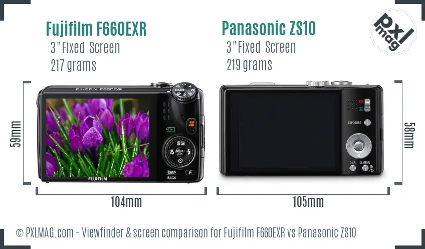 Fujifilm F660EXR vs Panasonic ZS10 Screen and Viewfinder comparison Fujifilm F660EXR vs Panasonic ZS10 Screen and Viewfinder comparison