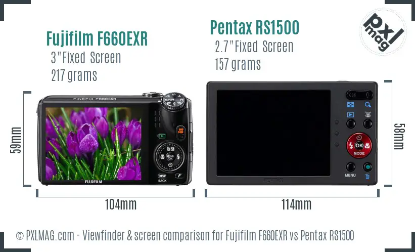Fujifilm F660EXR vs Pentax RS1500 Screen and Viewfinder comparison Fujifilm F660EXR vs Pentax RS1500 Screen and Viewfinder comparison