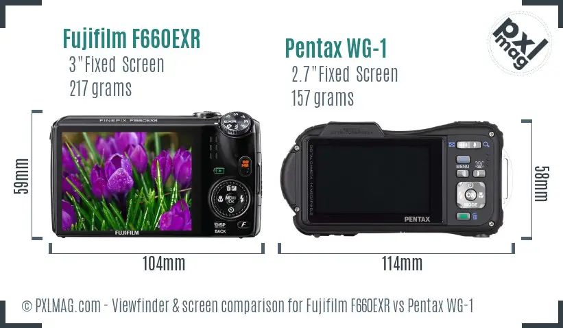 Fujifilm F660EXR vs Pentax WG-1 Screen and Viewfinder comparison