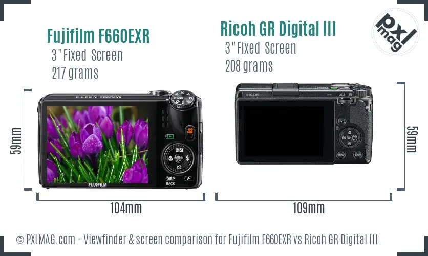 Fujifilm F660EXR vs Ricoh GR Digital III Screen and Viewfinder comparison Fujifilm F660EXR vs Ricoh GR Digital III Screen and Viewfinder comparison