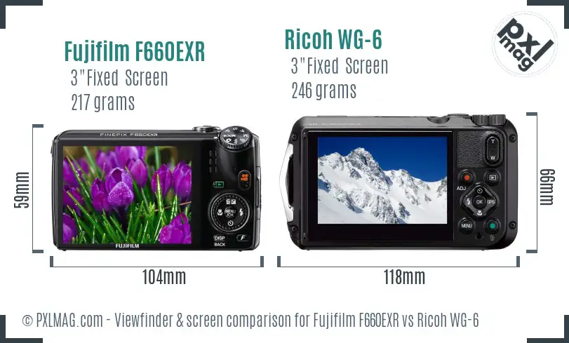 Fujifilm F660EXR vs Ricoh WG-6 Screen and Viewfinder comparison