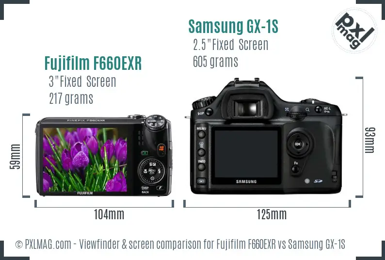 Fujifilm F660EXR vs Samsung GX-1S Screen and Viewfinder comparison