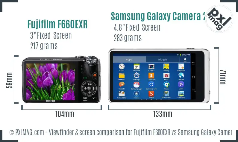 Fujifilm F660EXR vs Samsung Galaxy Camera 2 Screen and Viewfinder comparison Fujifilm F660EXR vs Samsung Galaxy Camera 2 Screen and Viewfinder comparison