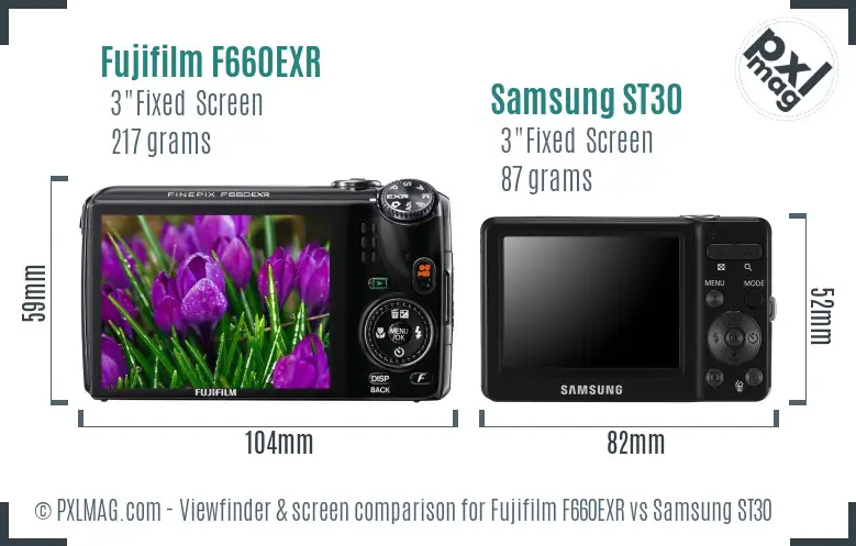 Fujifilm F660EXR vs Samsung ST30 Screen and Viewfinder comparison Fujifilm F660EXR vs Samsung ST30 Screen and Viewfinder comparison