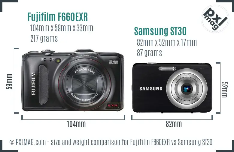 Fujifilm F660EXR vs Samsung ST30 size comparison Fujifilm F660EXR vs Samsung ST30 size comparison