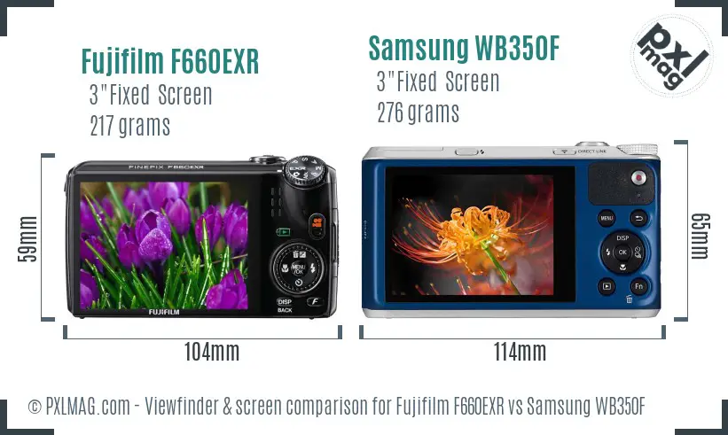 Fujifilm F660EXR vs Samsung WB350F Screen and Viewfinder comparison Fujifilm F660EXR vs Samsung WB350F Screen and Viewfinder comparison
