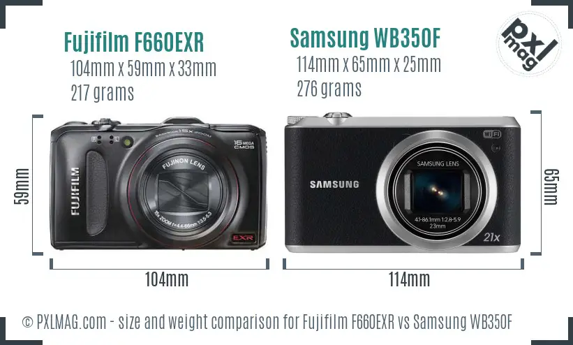 Fujifilm F660EXR vs Samsung WB350F size comparison Fujifilm F660EXR vs Samsung WB350F size comparison