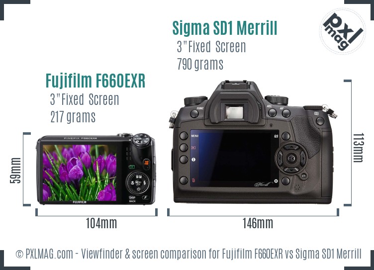 Fujifilm F660EXR vs Sigma SD1 Merrill Screen and Viewfinder comparison