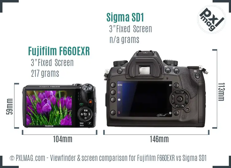 Fujifilm F660EXR vs Sigma SD1 Screen and Viewfinder comparison