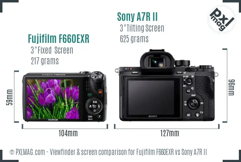 Fujifilm F660EXR vs Sony A7R II Screen and Viewfinder comparison