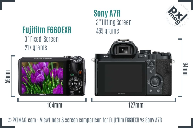 Fujifilm F660EXR vs Sony A7R Screen and Viewfinder comparison