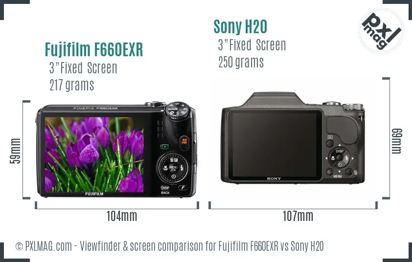 Fujifilm F660EXR vs Sony H20 Screen and Viewfinder comparison