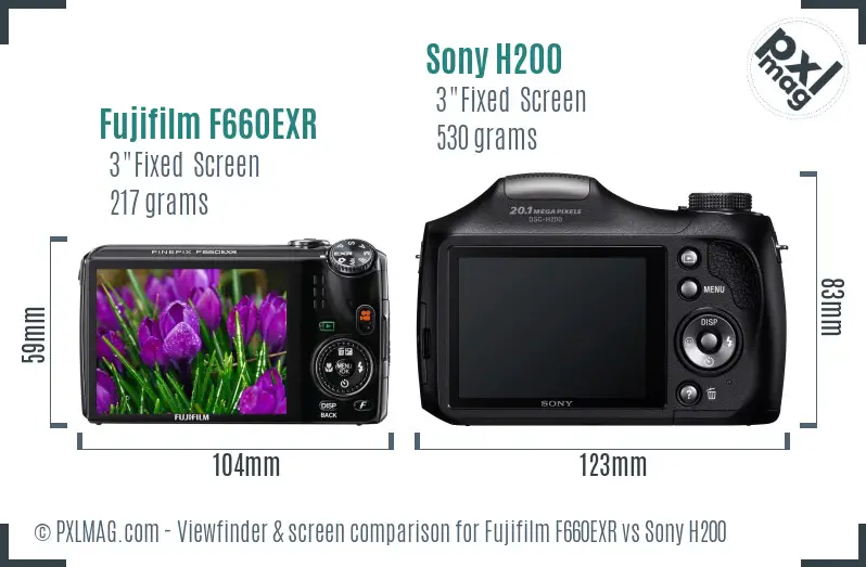 Fujifilm F660EXR vs Sony H200 Screen and Viewfinder comparison