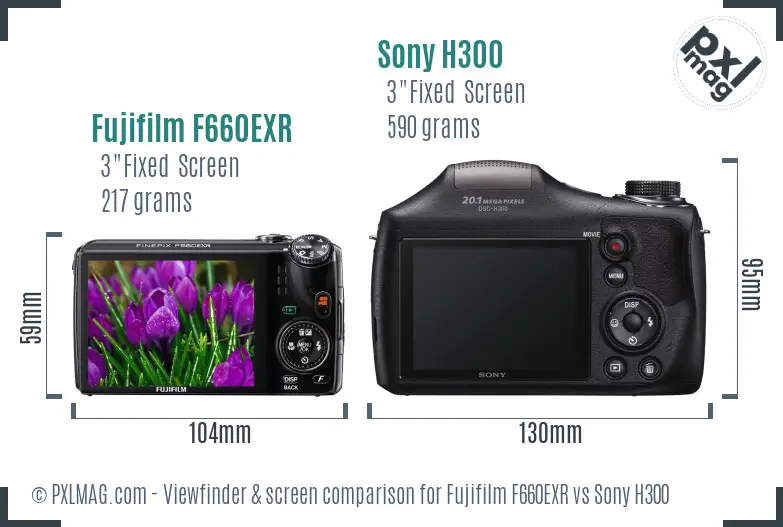 Fujifilm F660EXR vs Sony H300 Screen and Viewfinder comparison