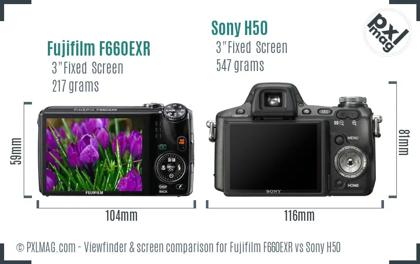 Fujifilm F660EXR vs Sony H50 Screen and Viewfinder comparison