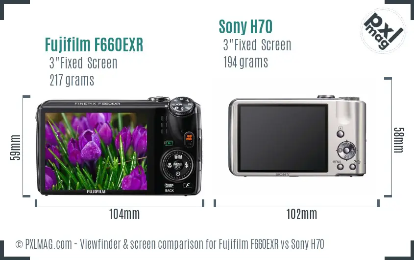 Fujifilm F660EXR vs Sony H70 Screen and Viewfinder comparison Fujifilm F660EXR vs Sony H70 Screen and Viewfinder comparison
