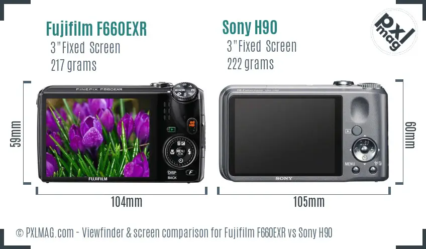 Fujifilm F660EXR vs Sony H90 Screen and Viewfinder comparison Fujifilm F660EXR vs Sony H90 Screen and Viewfinder comparison