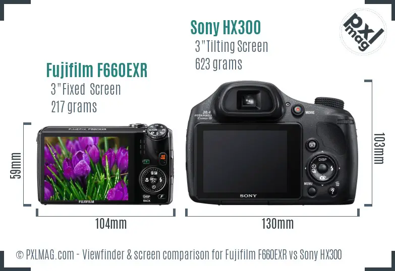 Fujifilm F660EXR vs Sony HX300 Screen and Viewfinder comparison